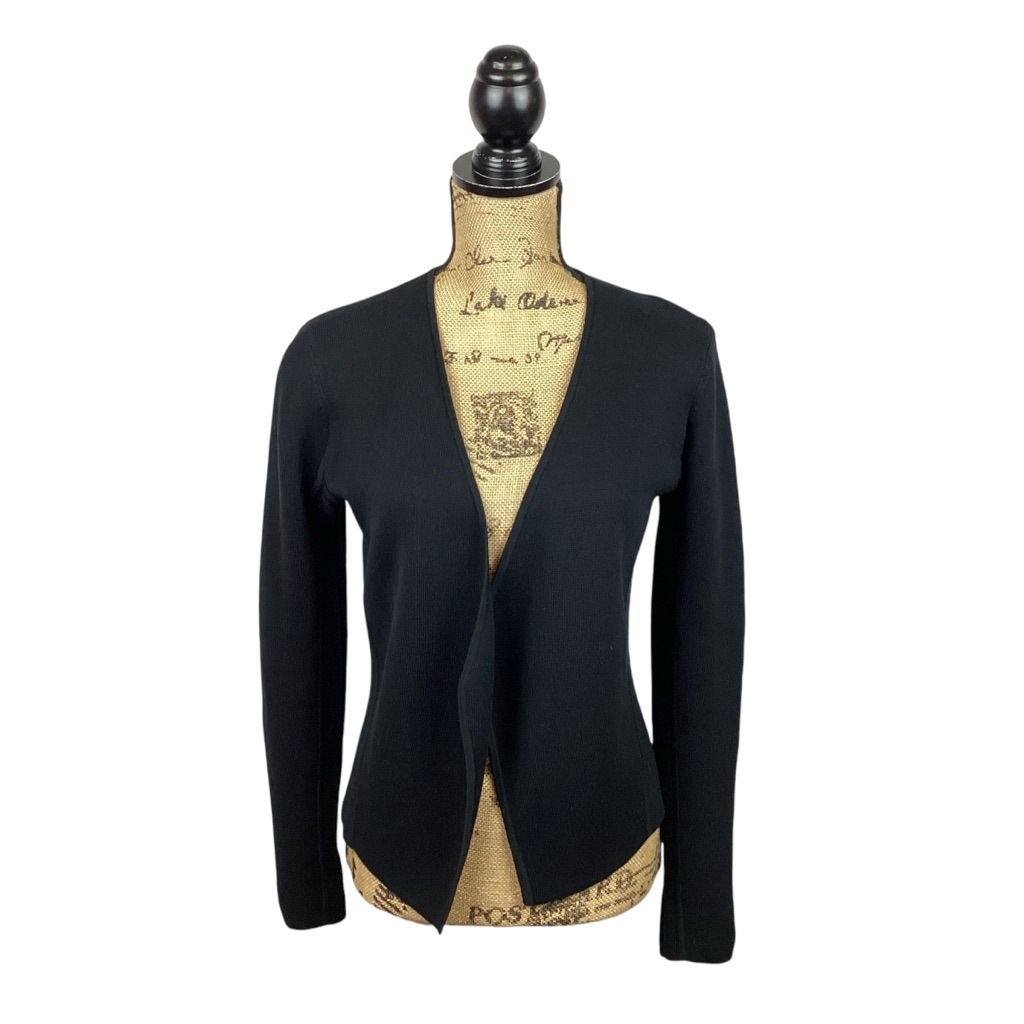 Eileen Fisher Silk/Cotton Open Cardigan Black